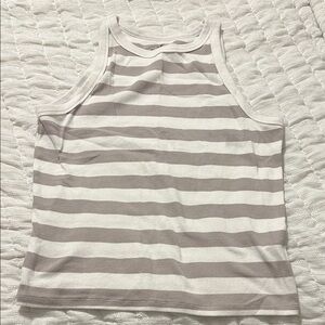 Hollister Striped Tank Top - White and Tan